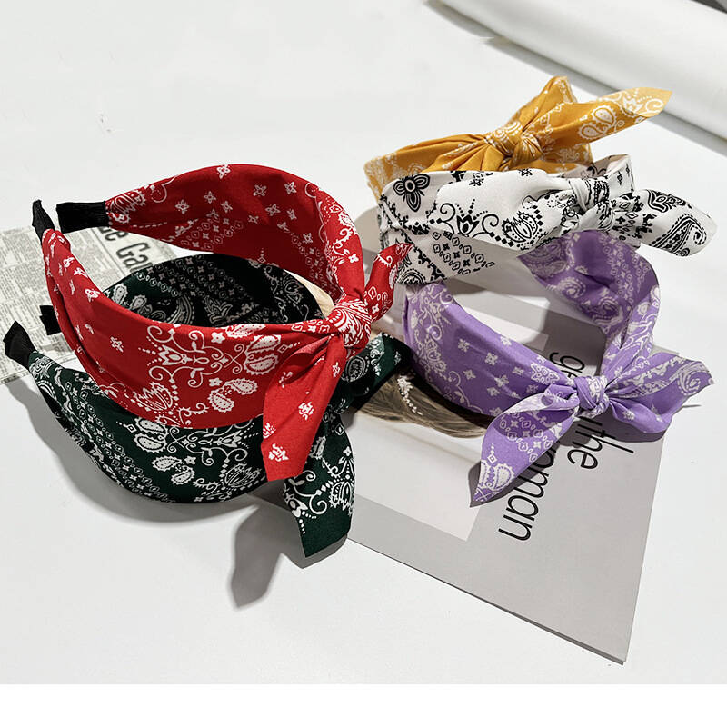 Ethnic Fashion Accessories - بوهو القوس طباعة Headbands للنساء واسعة