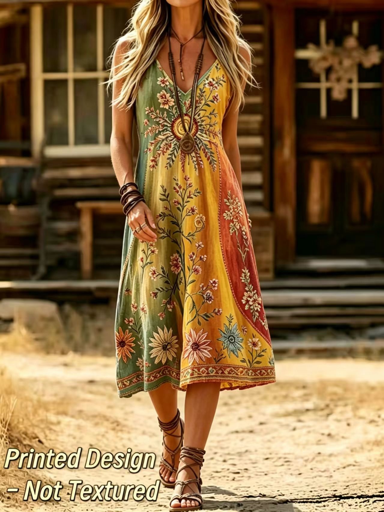 فستان نسائي صيفي بتصميم مطبوع  - مراجعة Ethnic Boho Fashion وسعره