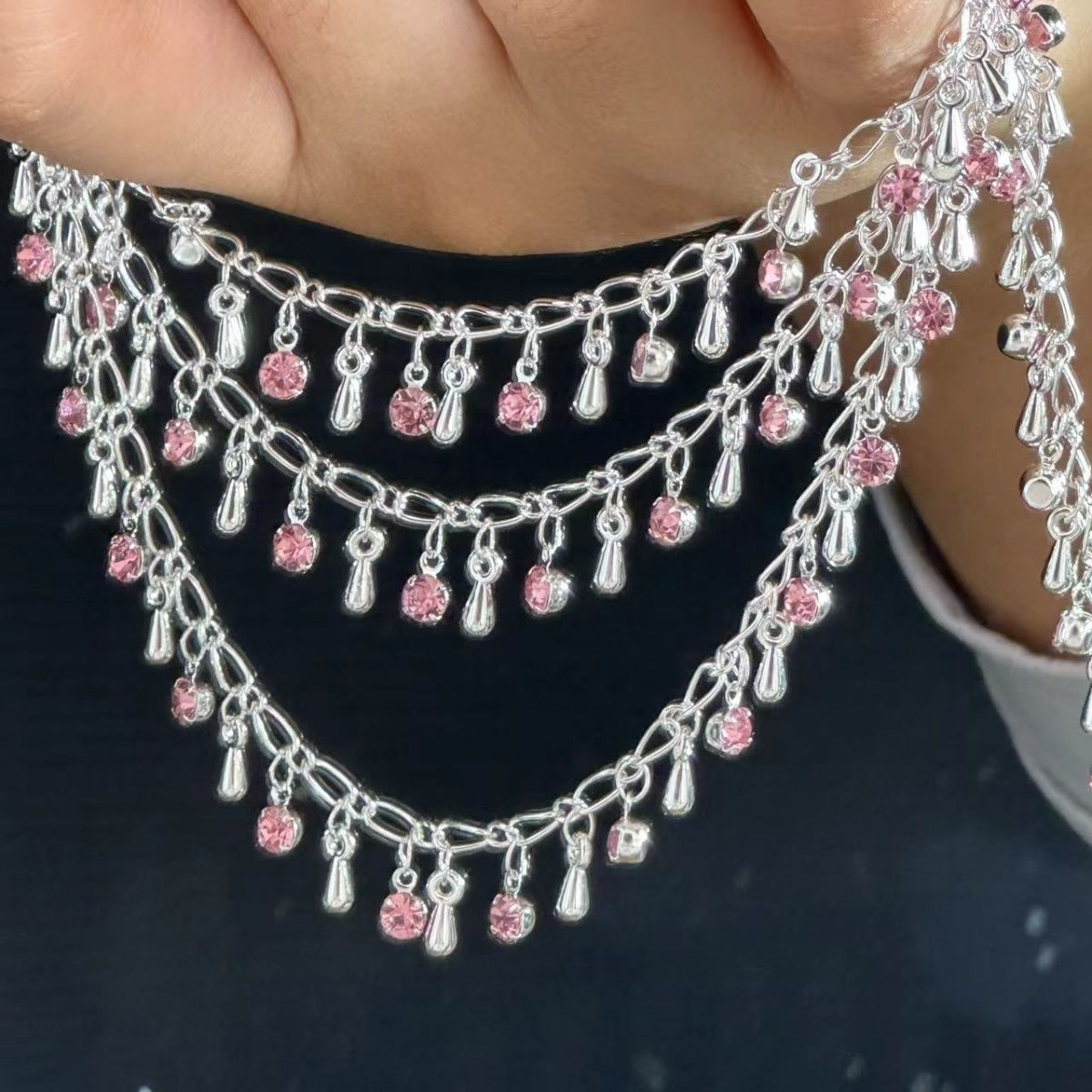 رائعة حجر الراين دمعة سلسلة ار - مراجعة Ethnic Fashion Accessories وسعره